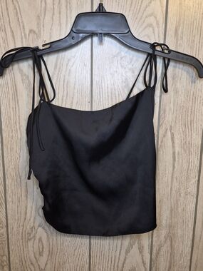 Urban Outfitters Black Satin Tie-Strap Cami